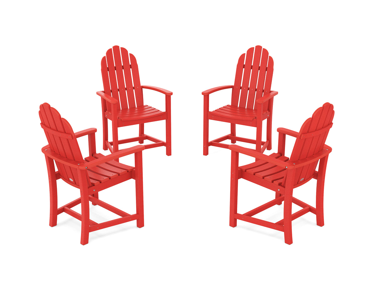 POLYWOOD Classic 4-Piece Upright Adirondack Conversation Set in Sunset Red