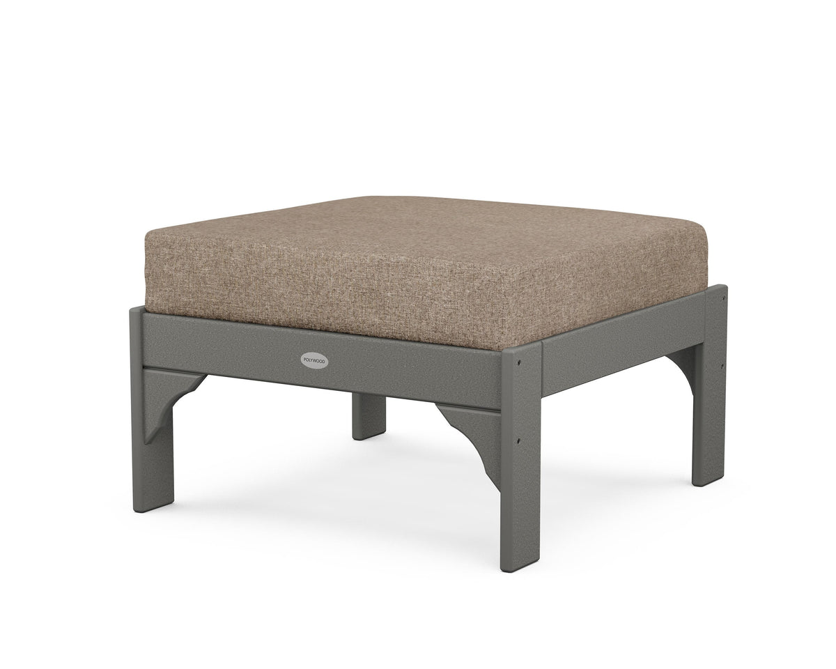 POLYWOOD Vineyard Deep Seating Ottoman in Slate Grey / Spiced Burlap