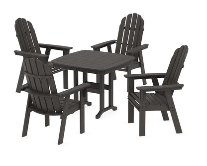 POLYWOOD Vineyard Curveback Adirondack 5-Piece Dining Set - 37" Table in Vintage Coffee