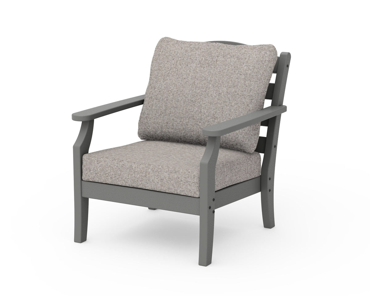 POLYWOOD Savannah Deep Seating Chair in Slate Grey / Weathered Tweed