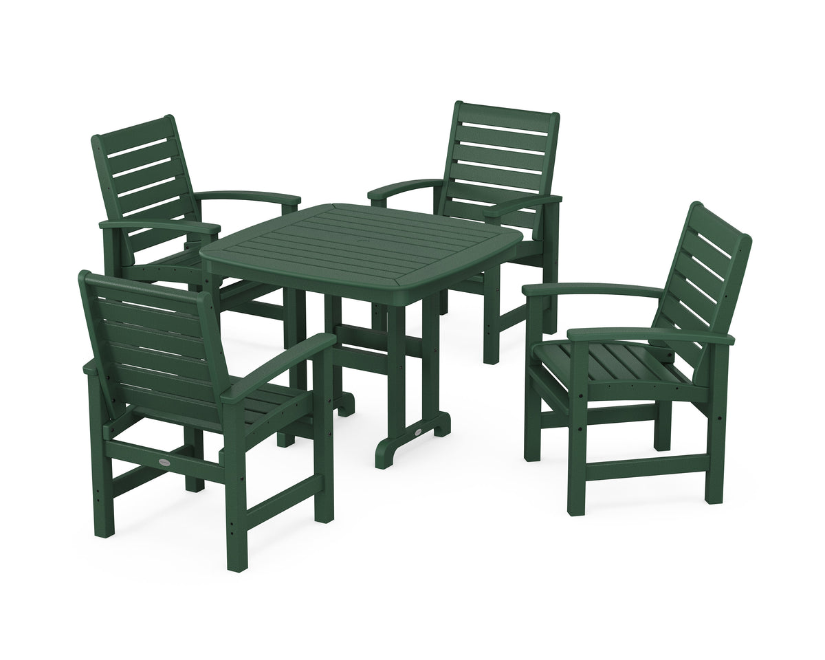 POLYWOOD Signature 5-Piece Dining Set - 37" Table in Green