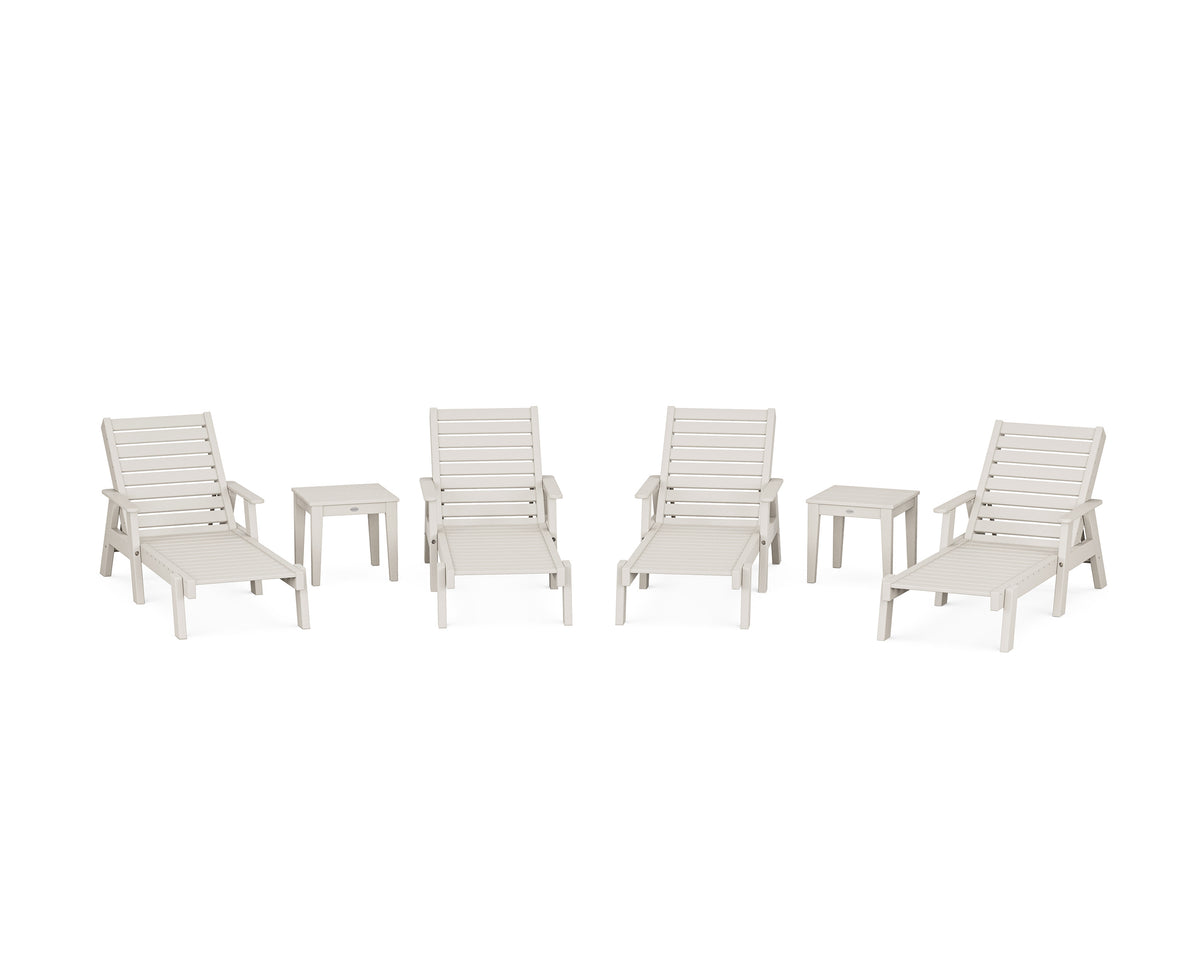POLYWOOD Captain Chaise 6-Piece Set with Arms in Sand