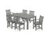 POLYWOOD Traditional Garden Arm Chair 7-Piece Parsons Dining Set in Slate Grey