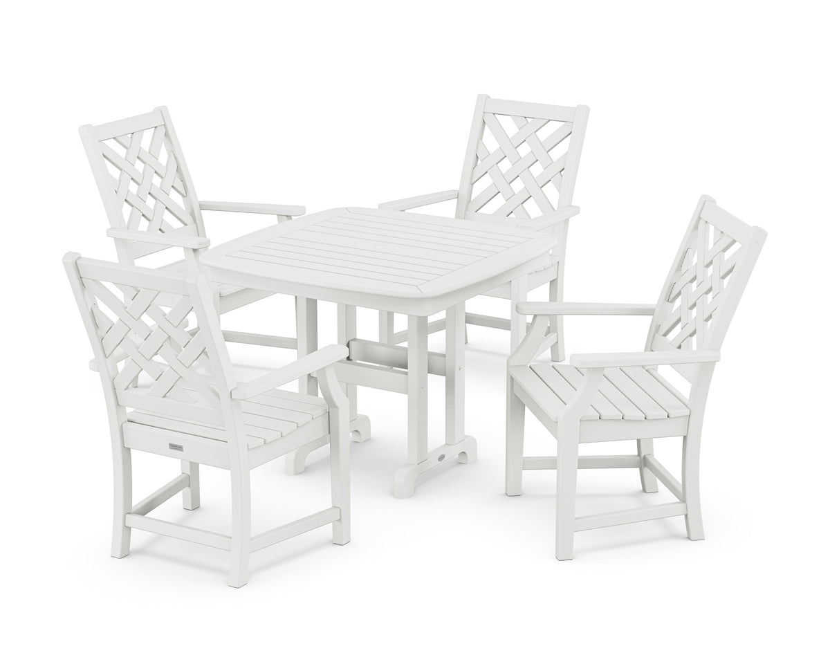 POLYWOOD Wovendale 5-Piece Dining Set in White
