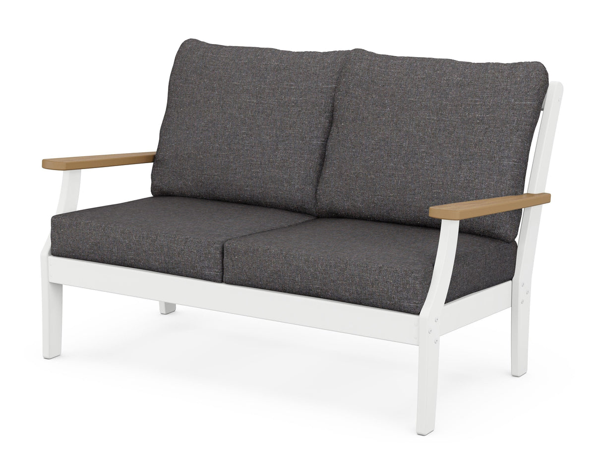 POLYWOOD Braxton Deep Seating Loveseat in White / Natural / Ash Charcoal