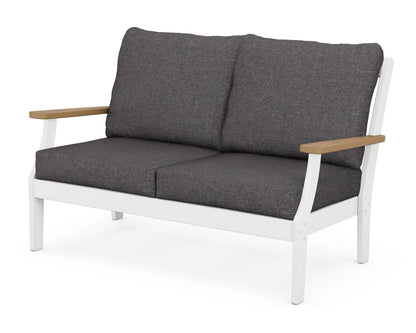POLYWOOD Braxton Deep Seating Loveseat in White / Natural / Ash Charcoal
