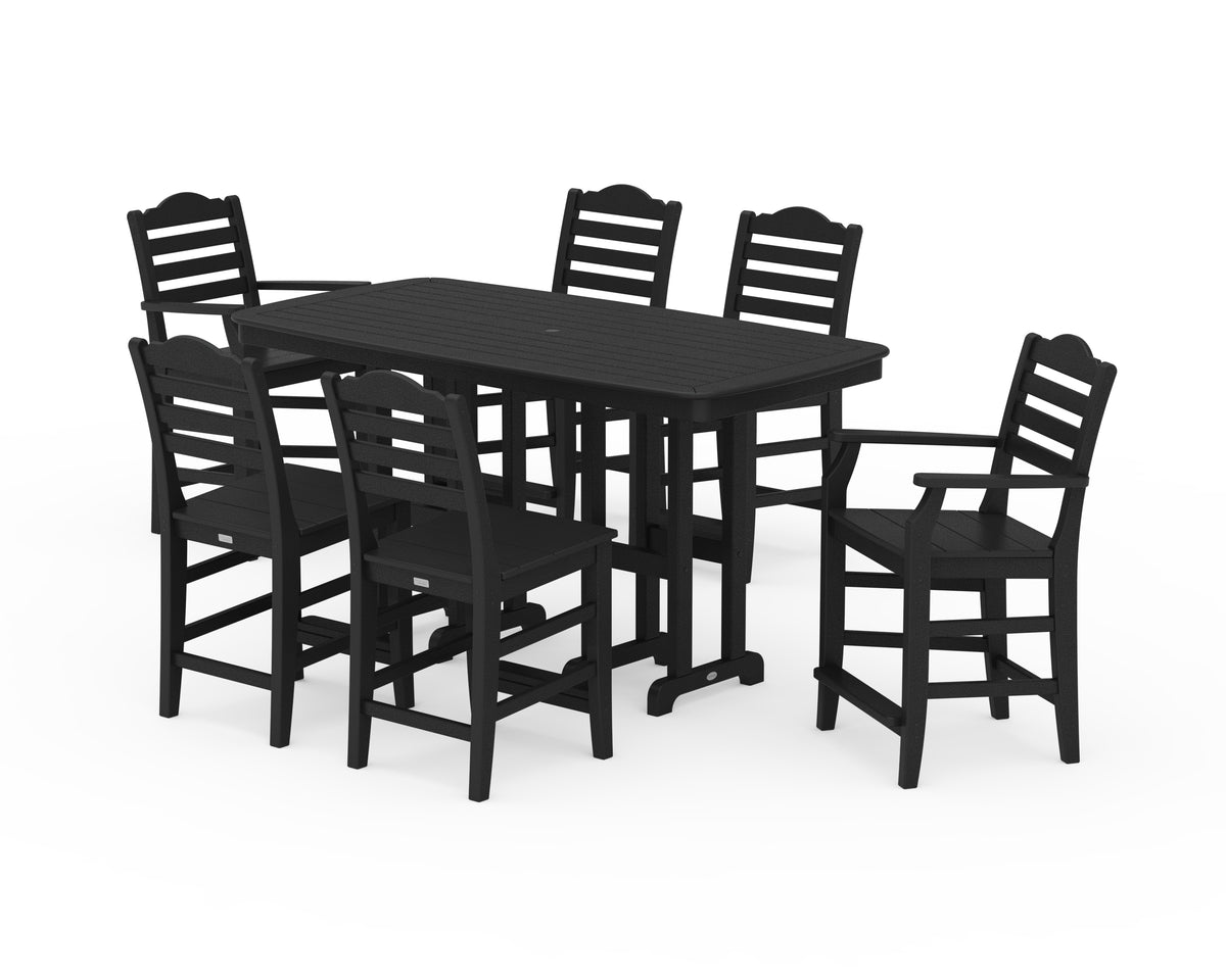 POLYWOOD Savannah 7-Piece Counter Set in Black