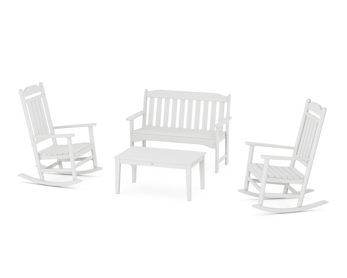 POLYWOOD Cottage Legacy Rocking Chair 4-Piece Porch Set in White