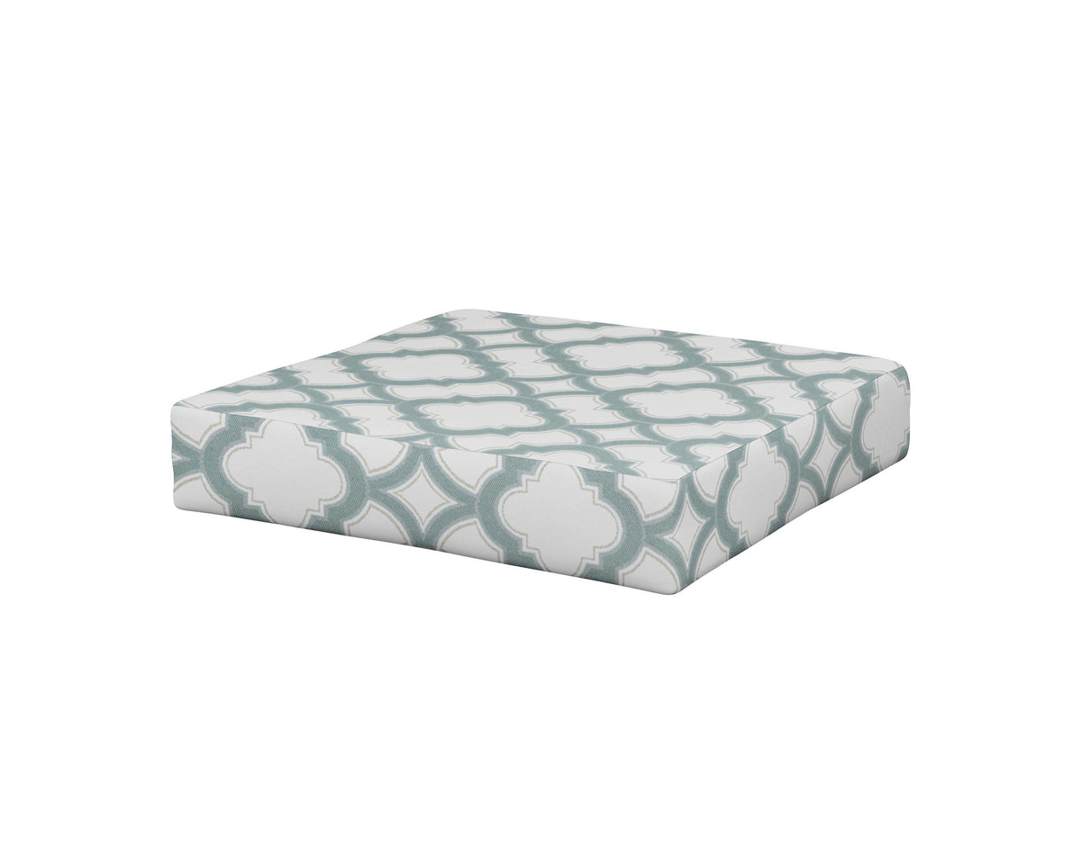 POLYWOOD Prescott Ottoman Cushion in Trellis Glacier Spa