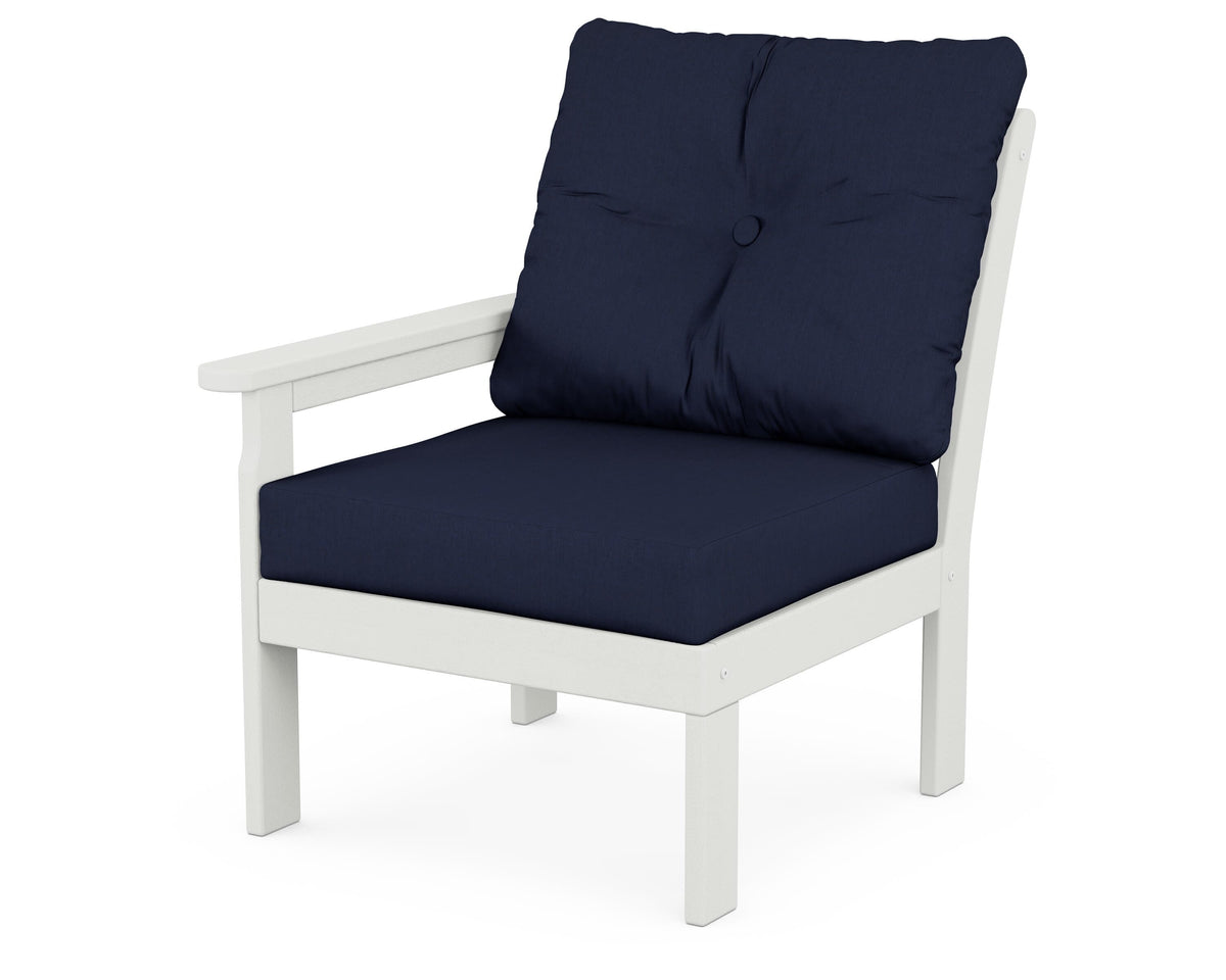 POLYWOOD Vineyard Modular Left Arm Chair in Vintage White / Spectrum Indigo