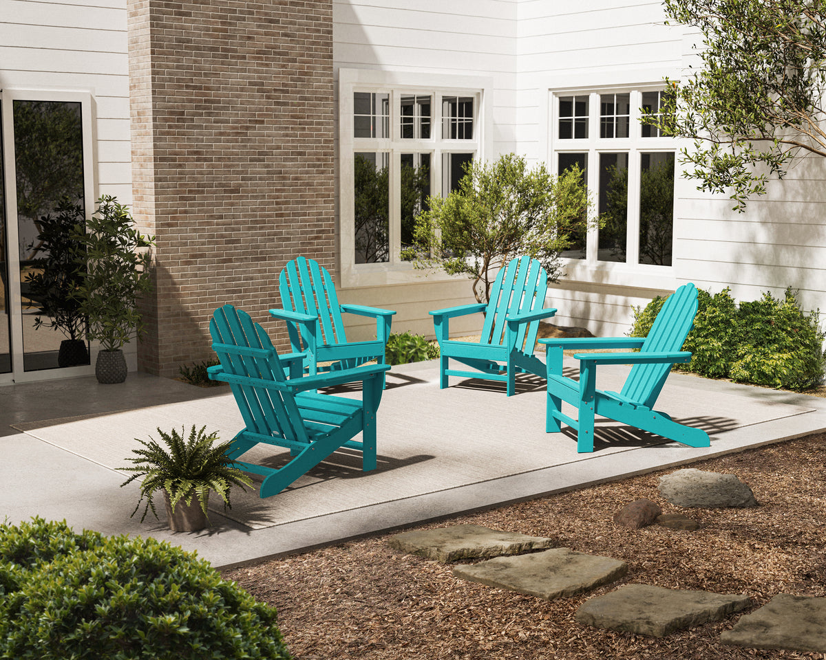 POLYWOOD 4-Piece Classic Adirondack Conversation Set in Aruba styled outdoors