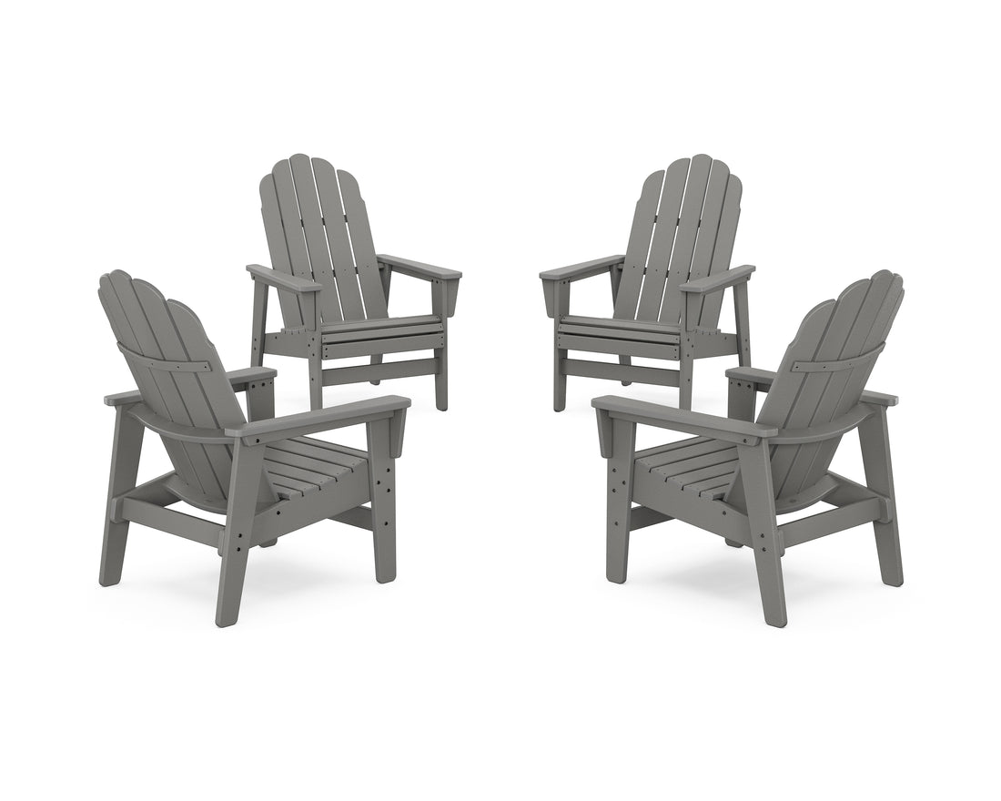 POLYWOOD 4-Piece Vineyard Grand Upright Adirondack Chair Conversation Set in Slate Grey