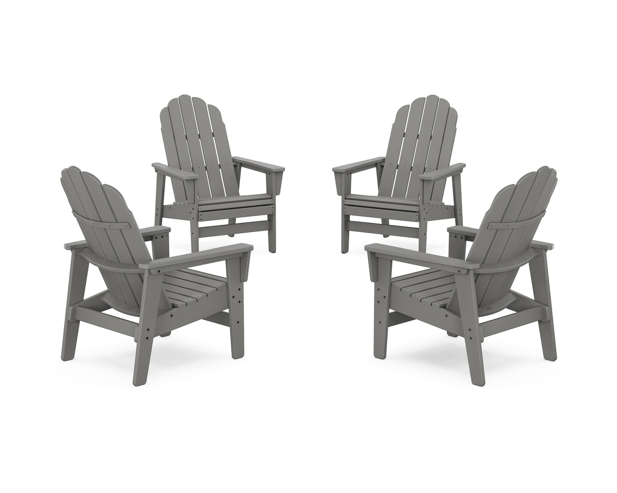 POLYWOOD 4-Piece Vineyard Grand Upright Adirondack Chair Conversation Set in Slate Grey