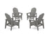 POLYWOOD 4-Piece Vineyard Grand Upright Adirondack Chair Conversation Set in Slate Grey