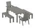 POLYWOOD Modern Curveback Adirondack 5-Piece Parsons Dining Set with Benches in Slate Grey