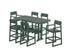 POLYWOOD EDGE 7-Piece Farmhouse Bar Set with Trestle Legs in Green