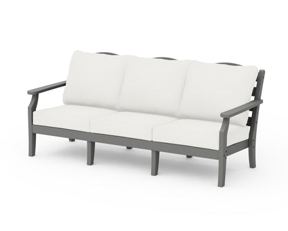 POLYWOOD Savannah Deep Seating Sofa in Slate Grey / Natural Linen