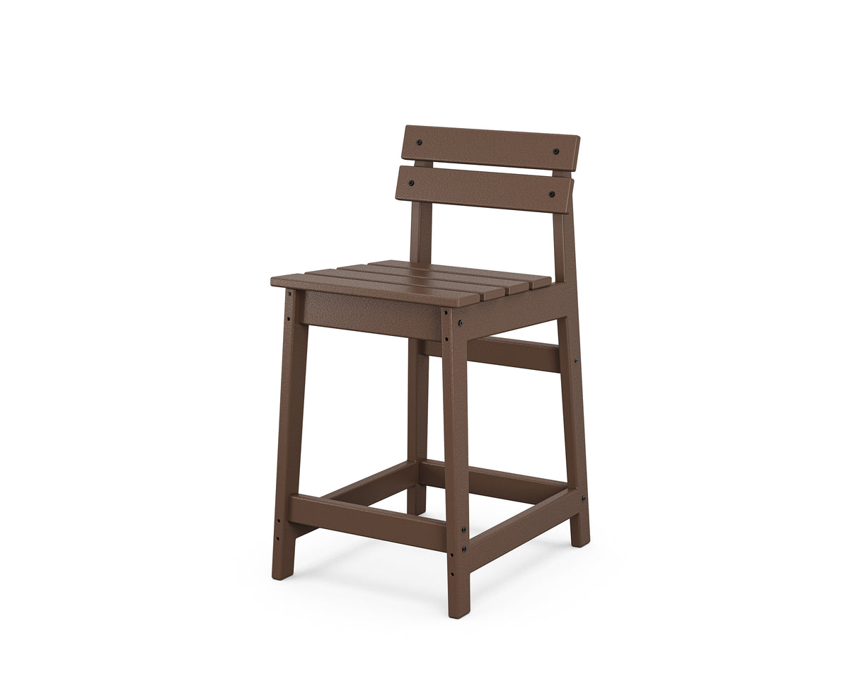 POLYWOOD Modern Studio Plaza Lowback Counter Chair in Mahogany