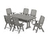POLYWOOD Nautical Highback 7-Piece Farmhouse Dining Set with Trestle Legs in Slate Grey