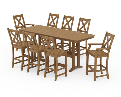 POLYWOOD Braxton 9-Piece Bar Set with Trestle Legs in Natural