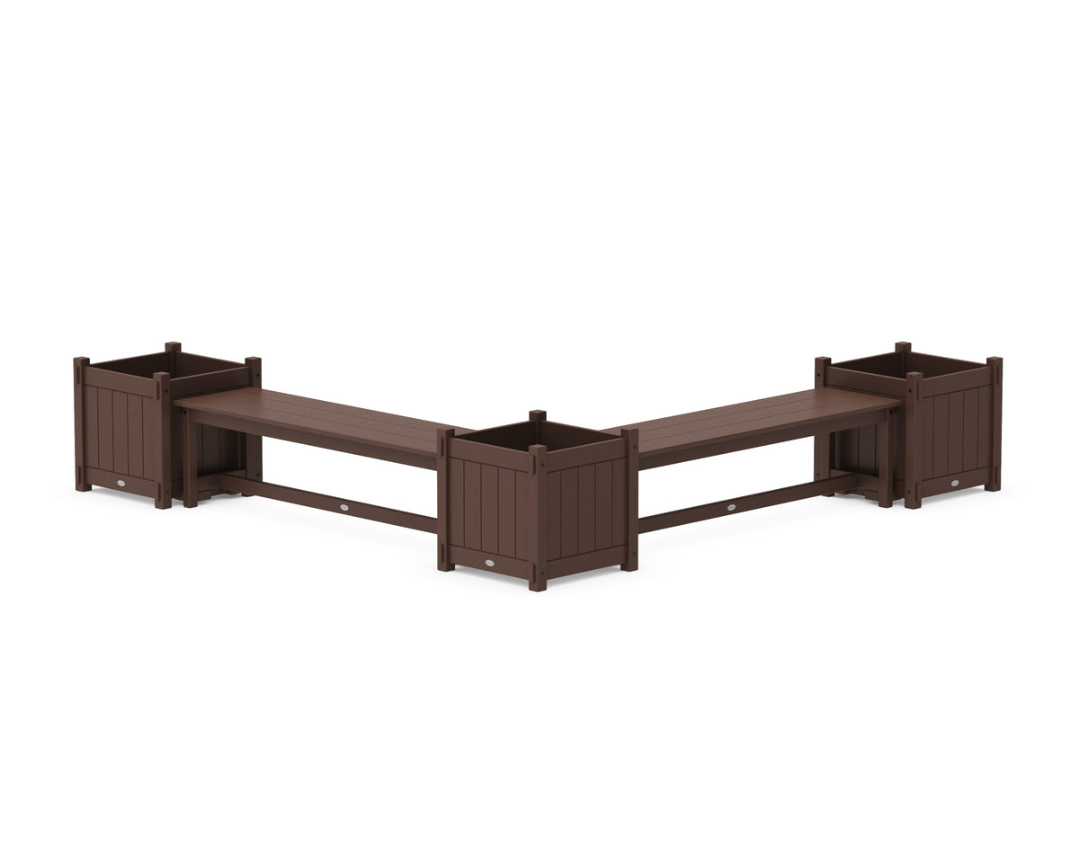 POLYWOOD 60" Vineyard L-Shaped Planter Bench Corner Set - Large in Mahogany