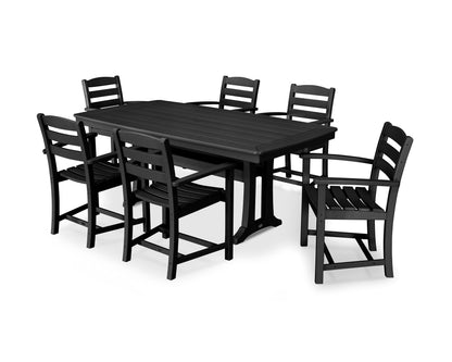 POLYWOOD La Casa Café 7-Piece Arm Chair Dining Set with Trestle Legs in Black