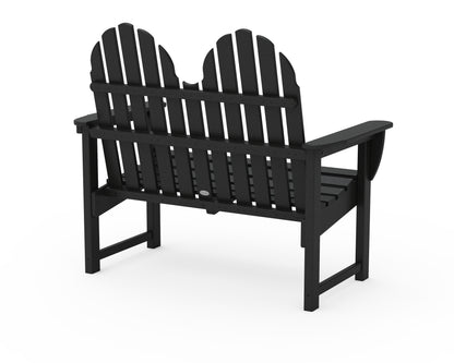 Angled front view of the POLYWOOD Classic Adirondack 48" Bench in Black
