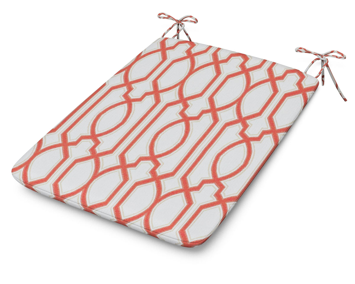POLYWOOD 1100 Plaza Seat Pad in Chelsey Trellis Coral