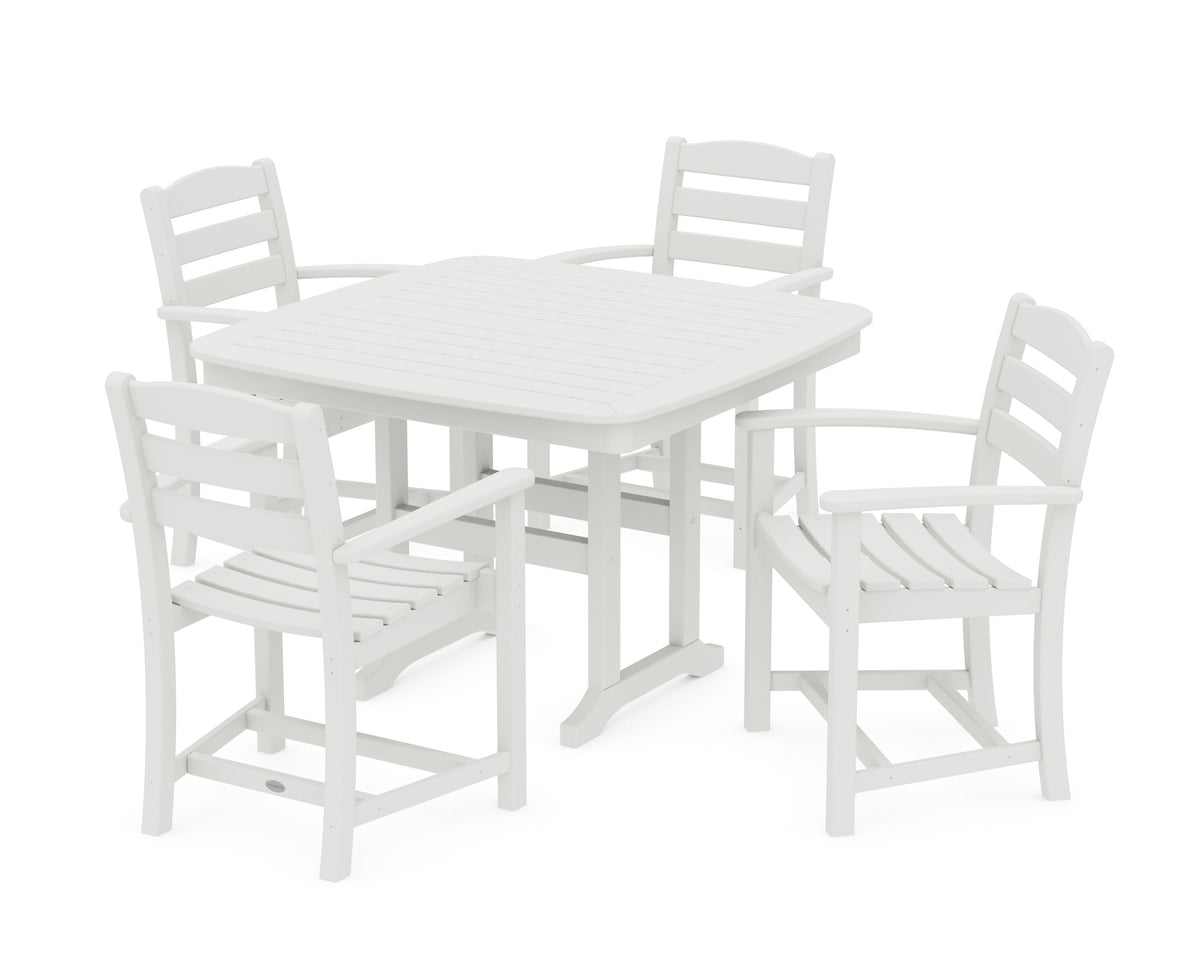 POLYWOOD La Casa Café 5-Piece Dining Set with Trestle Legs - 44" Table in Vintage White