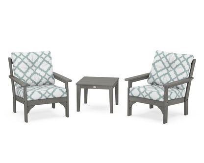 POLYWOOD Vineyard 3-Piece Deep Seating Set in Slate Grey / Trellis Glacier Spa