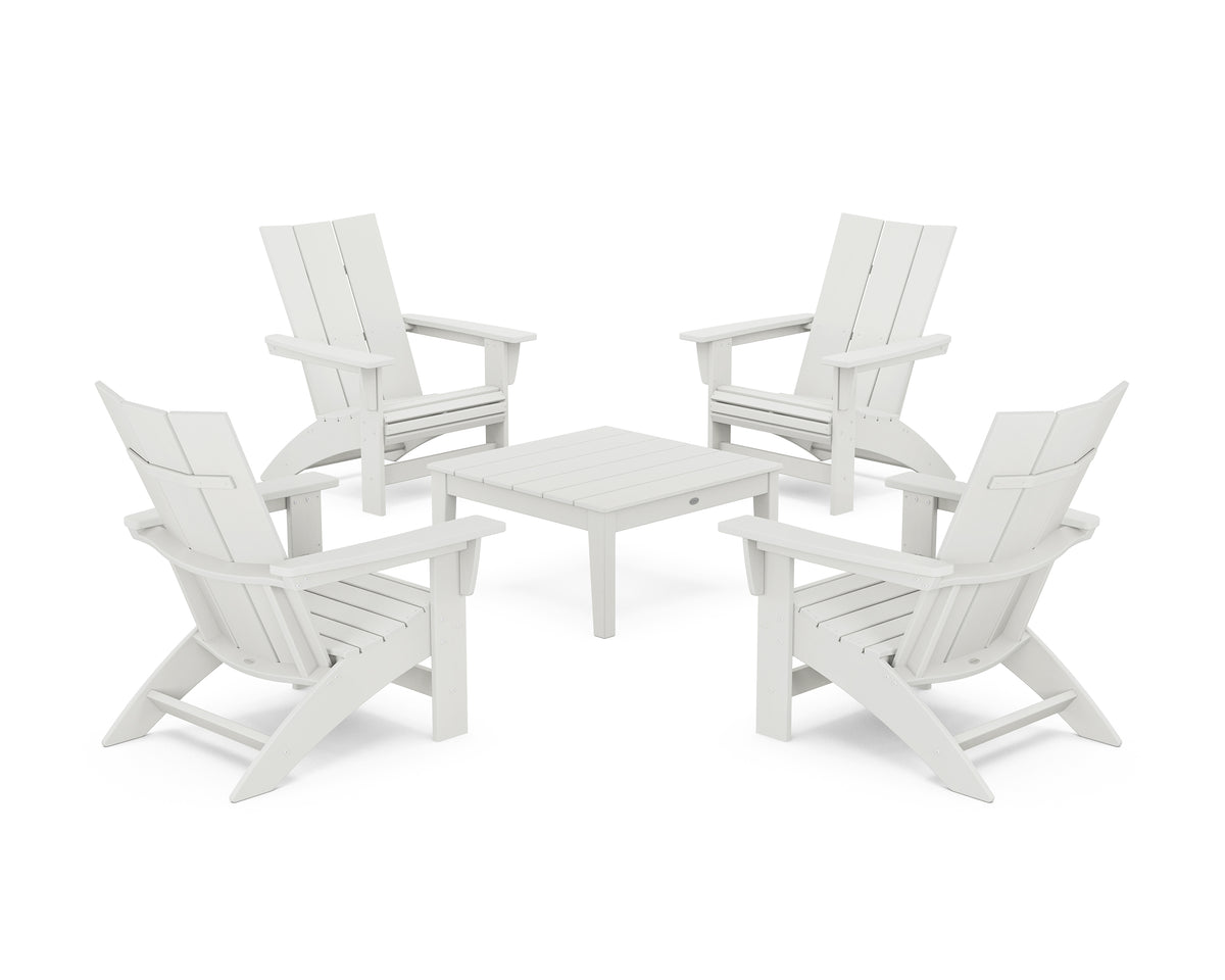 POLYWOOD 5-Piece Modern Grand Adirondack Chair Conversation Group in Vintage White