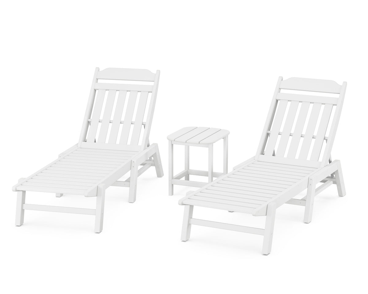 POLYWOOD Cottage 3-Piece Chaise Set in White