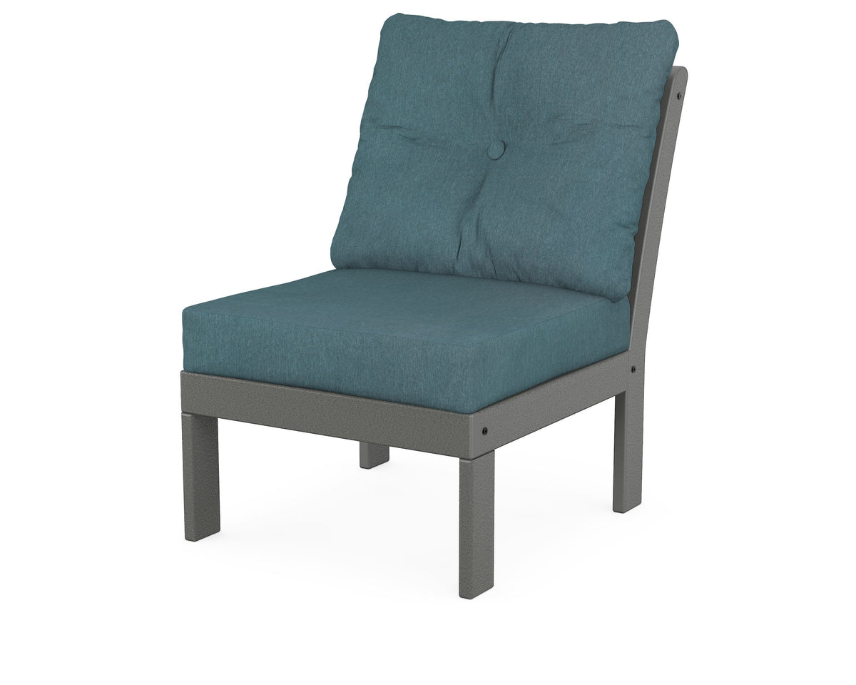 POLYWOOD Vineyard Modular Armless Chair in Slate Grey / Ocean Teal