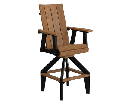 Berlin Gardens SOL Swivel XT Chair, cedar seat and back on a black swivel base with footrest