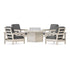 POLYWOOD Club 5-Piece Conversation Set with Fire Pit Table in Sand