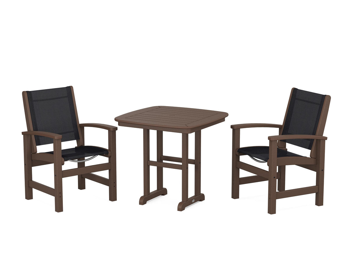 POLYWOOD Coastal 3-Piece Dining Set in Mahogany / Black