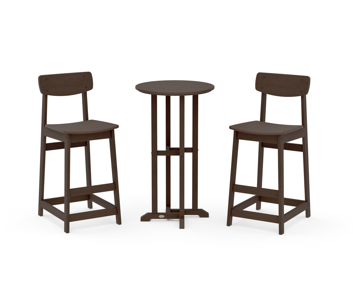 POLYWOOD Modern Studio Urban Bar Chair 3-Piece Bistro Set in Kona