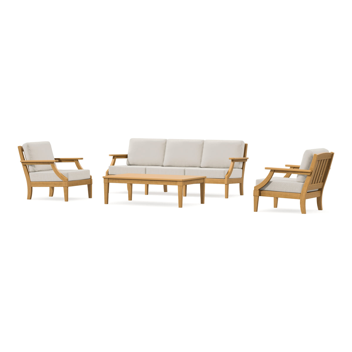 POLYWOOD PW Designer Series Estate 4-Piece Lounge Sofa Set in Natural / Dune Burlap