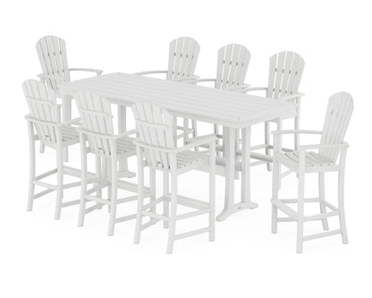 POLYWOOD Palm Coast 9-Piece Bar Set with Trestle Legs in White