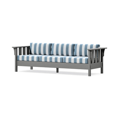 POLYWOOD Acadia Deep Seating Sofa in Slate Grey / Cabana Stripe Sky Blue