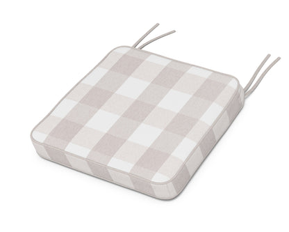 POLYWOOD Chinoiserie Side Chair Seat Cushion in Buffalo Plaid Dune Burlap