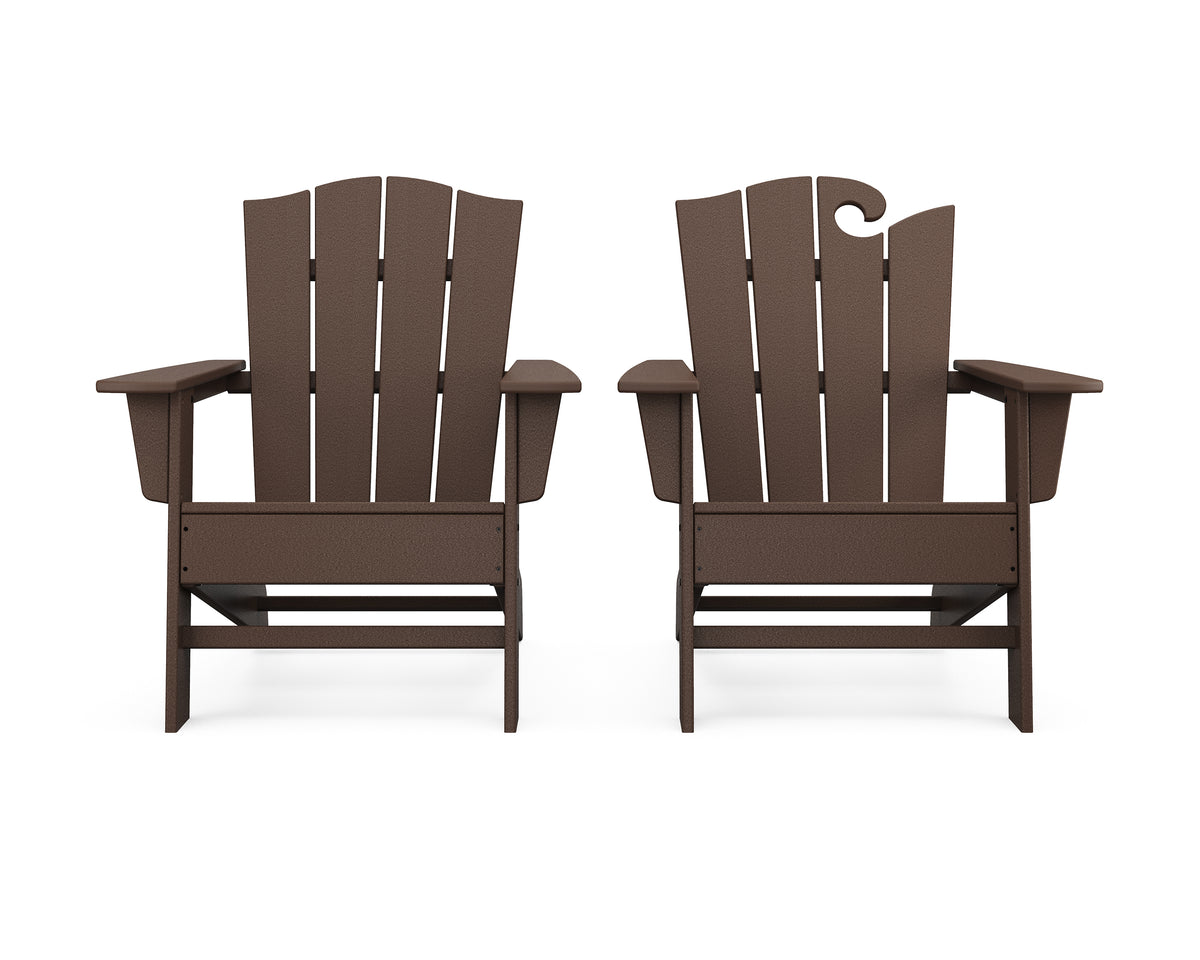 POLYWOOD Wave 2-Piece Adirondack Chair Set with The Crest Chair in Mahogany