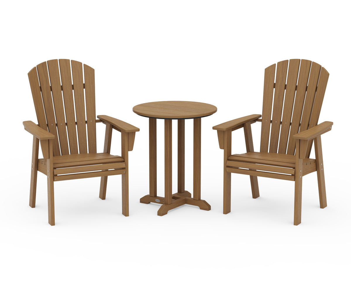 POLYWOOD Nautical Adirondack 3-Piece Round Bistro Dining Set in Natural