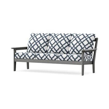 POLYWOOD Cottage Deep Seating Sofa in Slate Grey / Trellis Marine Indigo