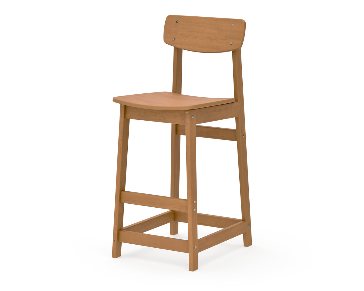 POLYWOOD Modern Studio Urban Bar Chair in Natural