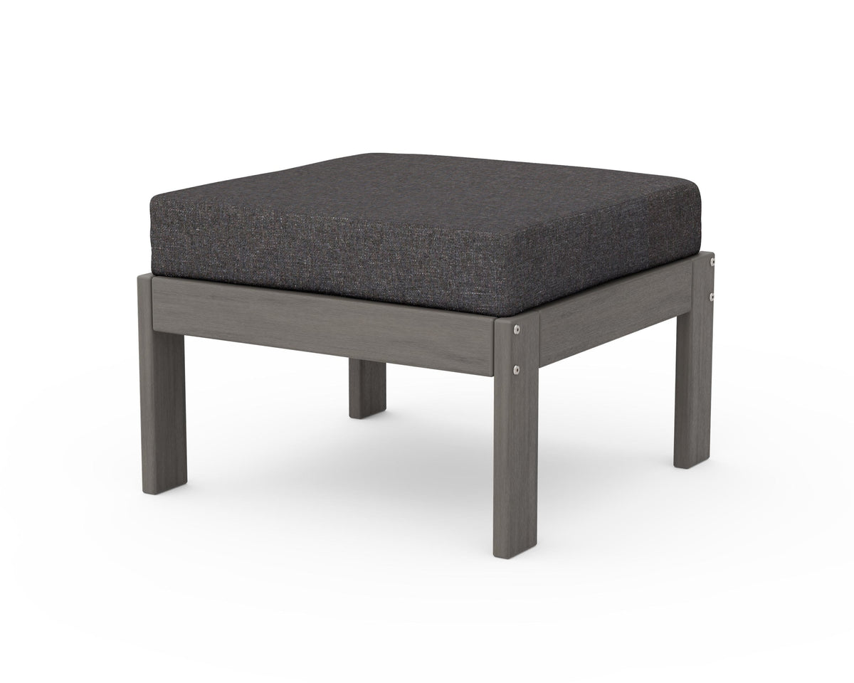 POLYWOOD Vineyard Modular Ottoman in Driftwood / Ash Charcoal