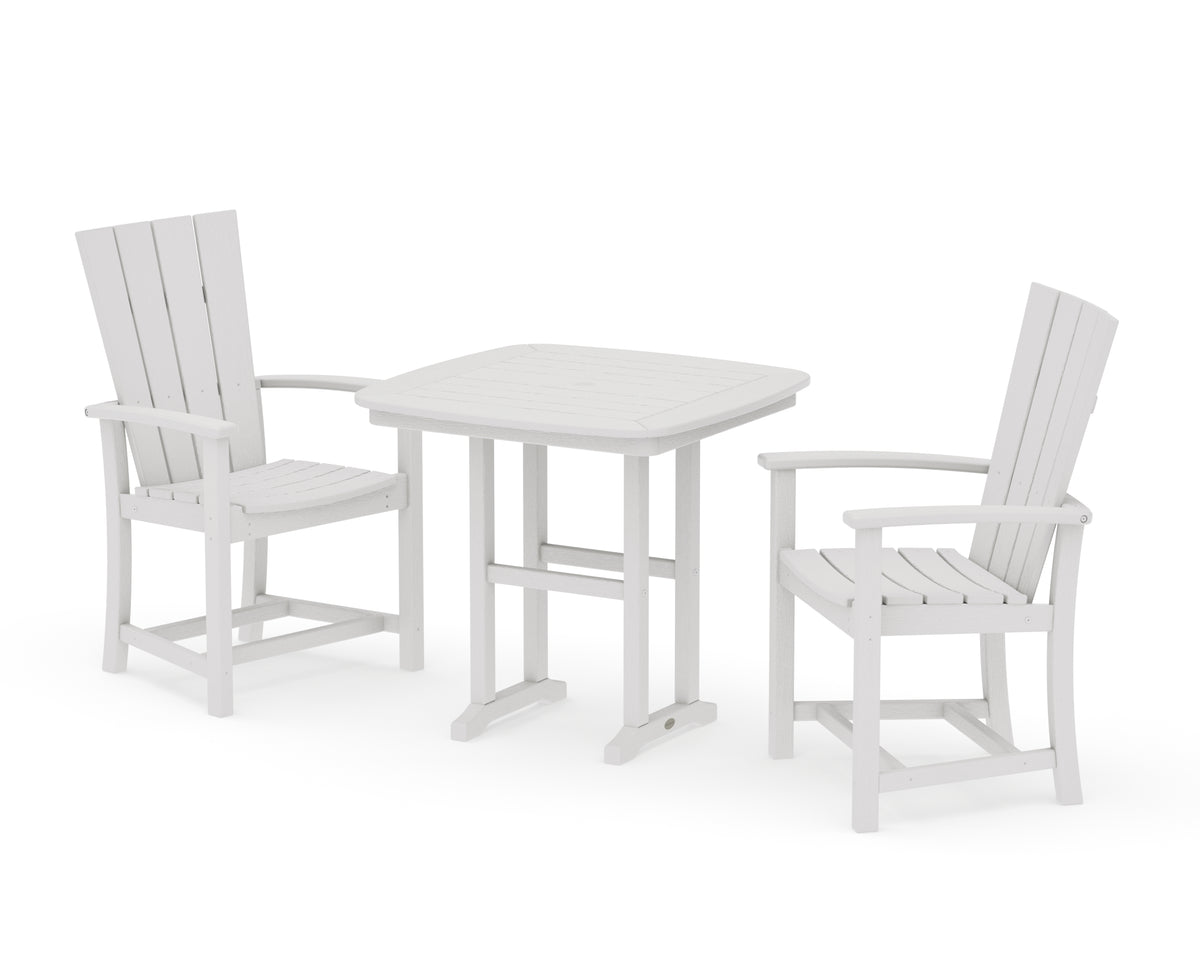 POLYWOOD Quattro 3-Piece Dining Set in Vintage White