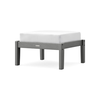 POLYWOOD Chinoiserie Deep Seating Ottoman in Slate Grey / Natural