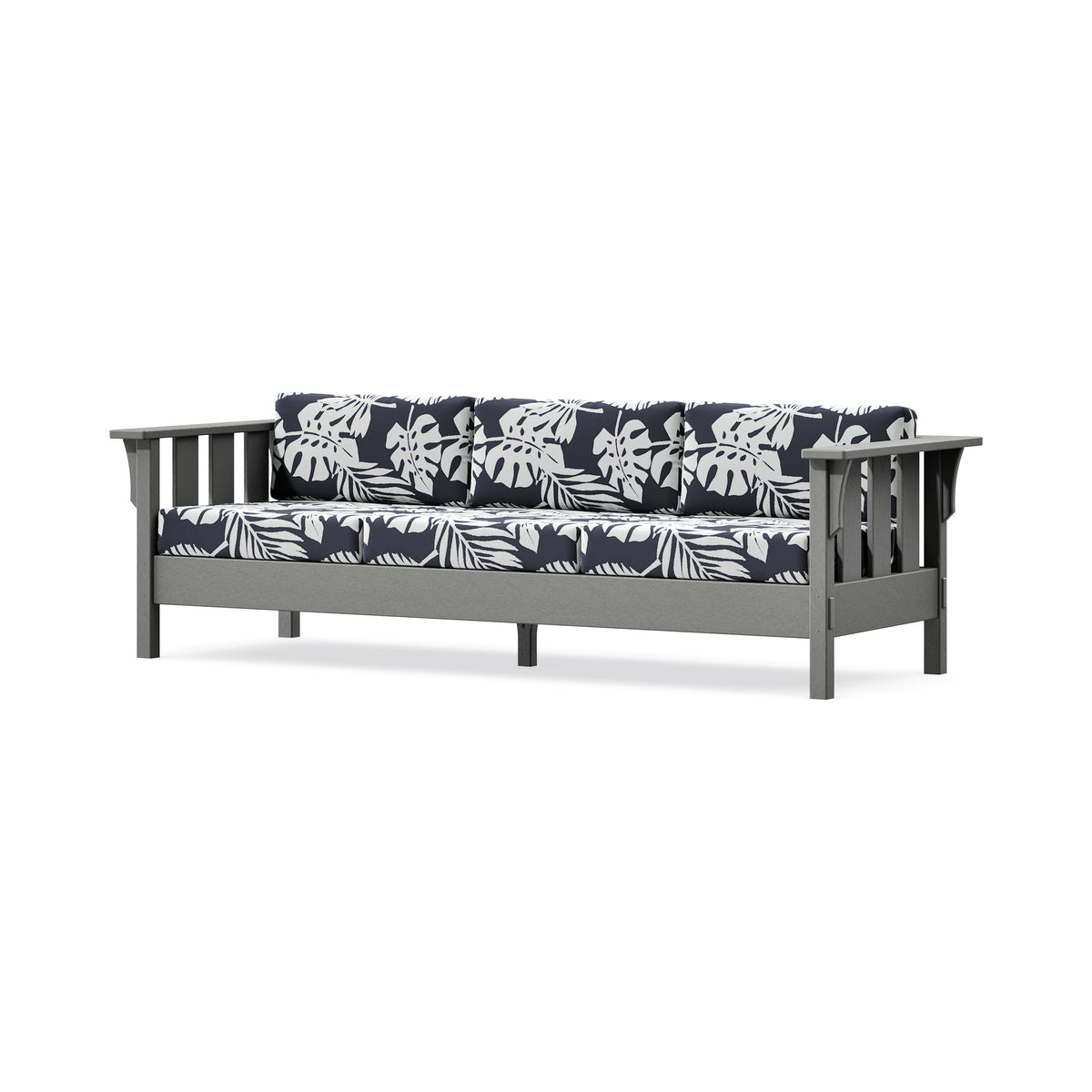 POLYWOOD Acadia Deep Seating Sofa in Slate Grey / Leaf Navy