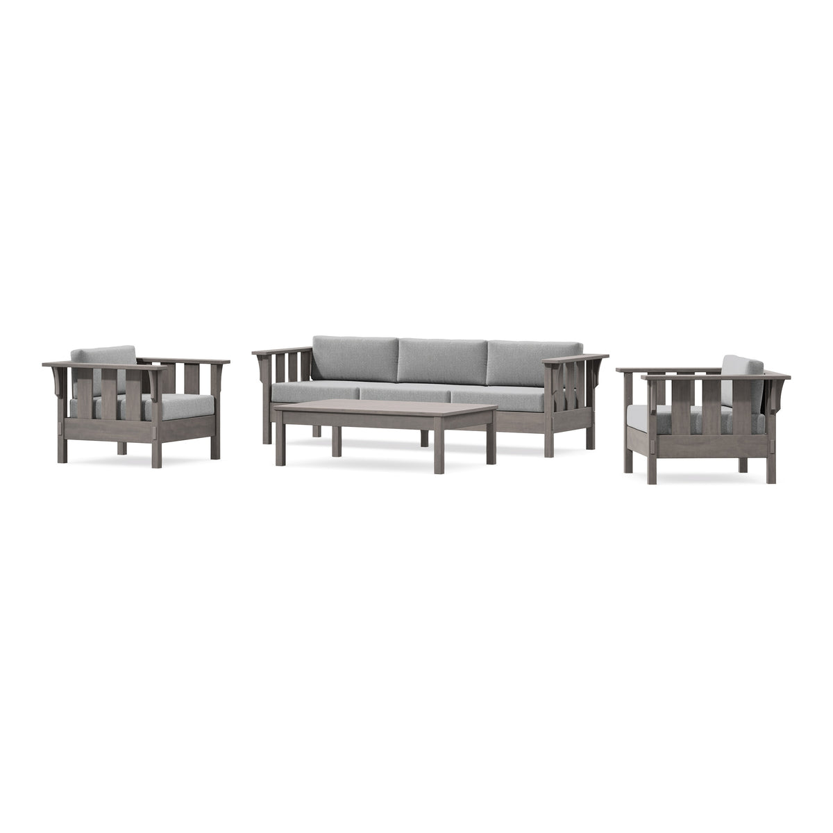 POLYWOOD Acadia 4-Piece Deep Seating Set with Sofa in Driftwood / Grey Mist